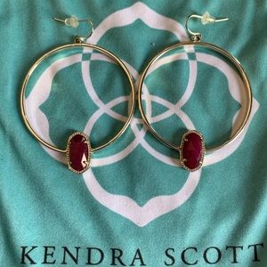 Kendra Scott Red Jade gold tone hoop earrings